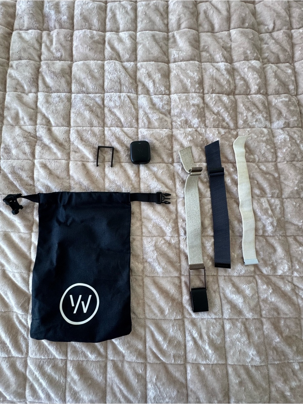 Interchangeable Cream & Black Wrist Straps with Black Carry Pouch